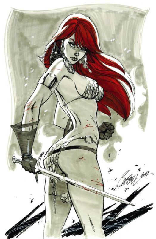 RED SONJA 5X7 J SCOTT CAMPBELL FINE ART LITHO