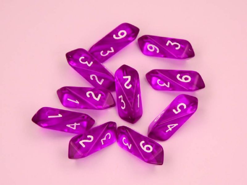 CRYSTAL TRANSLUCENT D6 10 PC SET PURPLE