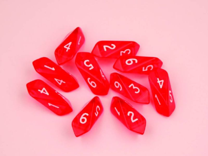 CRYSTAL TRANSLUCENT D6 10 PC SET RED