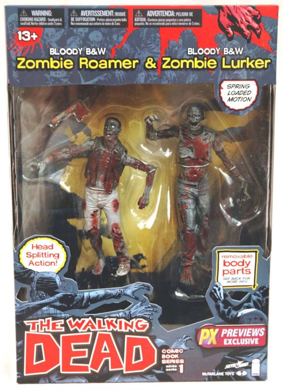 WALKING DEAD SER 1 PX ZOMBIE ACTION FIGURE 2-PK Black & White Variant