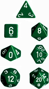 CHESSEX Green with white Opaque Polyhedral 7-Die set