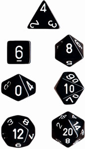 CHESSEX Black with white Opaque Polyhedral 7-Die set