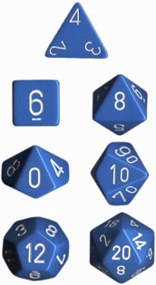 CHESSEX Light Blue with white Opaque Polyhedral 7-Die set