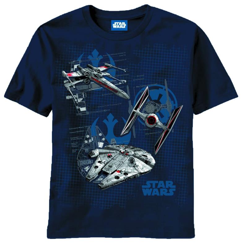 STAR WARS SHIPS DIAGRAMS NAVY T-SHIRT XL