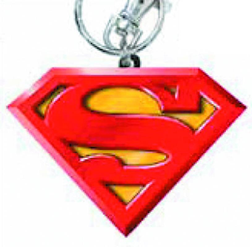 SUPERMAN LOGO COLORED PEWTR KEYRING