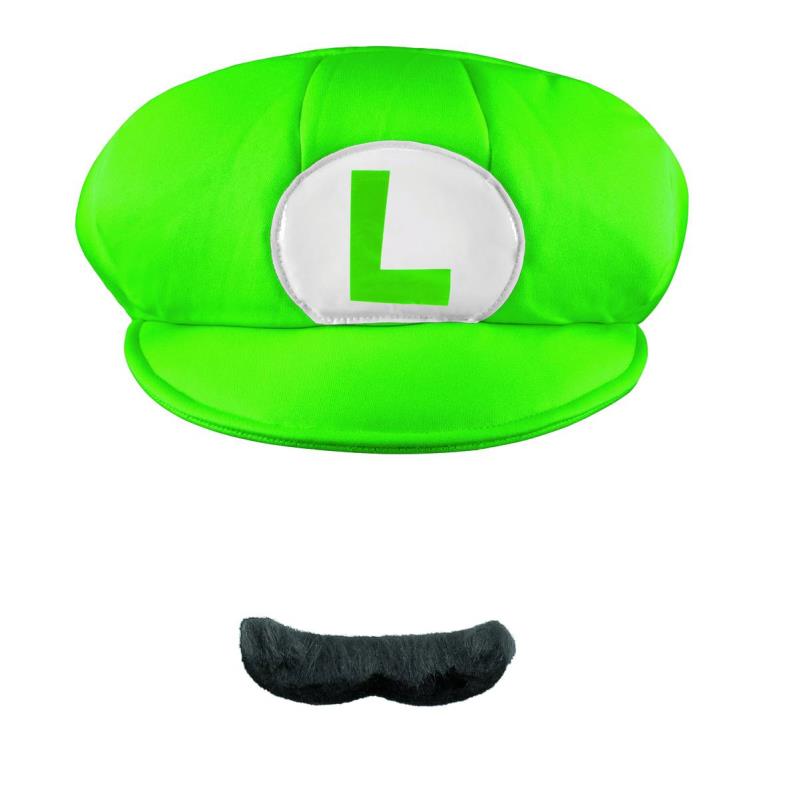 SUPER MARIO BROS LUIGI ADULT HAT & MUSTACHE