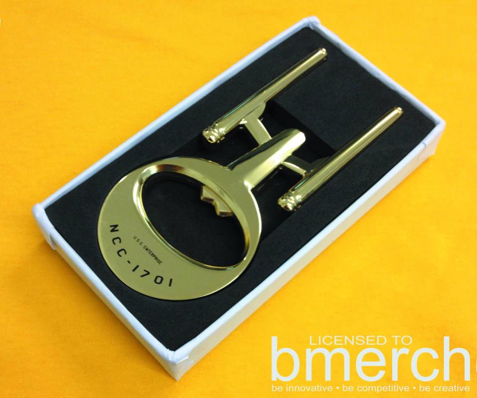 STAR TREK USS ENTERPRISE GOLD BOTTLE OPENER