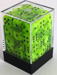 BRIGHT GREEN W/ BLACK 12mm DICE BLOCK