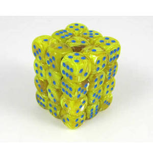 YELLOW W/ BLUE 12mm DICE BLOCK