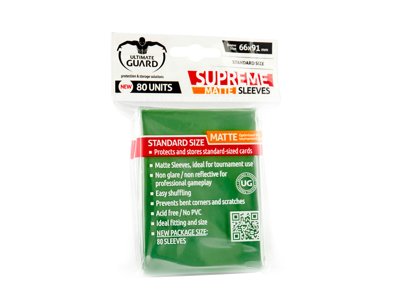 ULTIMATE GUARD SUPREME SLEEVES MATTE GREEN STANDARD SIZE