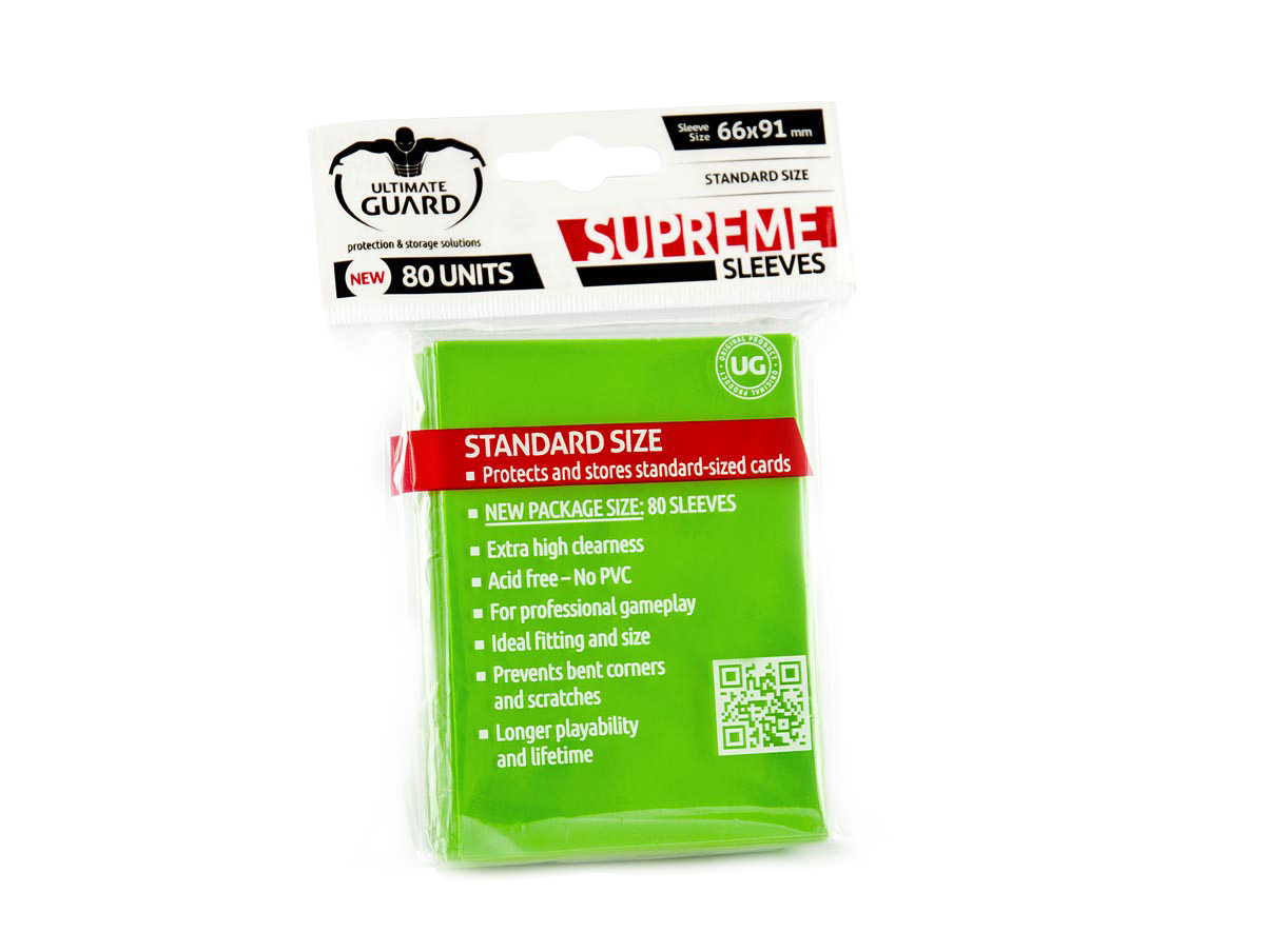 ULTIMATE GUARD SUPREME SLEEVES LIGHT GREEN STANDARD SIZE