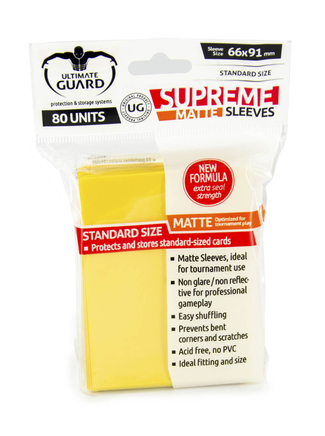 ULTIMATE GUARD SUPREME SLEEVES MATTE YELLOW STANDARD SIZE