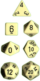 CHESSEX 25400 IVORY W/BLACK Polyhedral 7-Die set