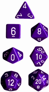 CHESSEX 25407 PURPLE W/WHITE Polyhedral 7-Die set