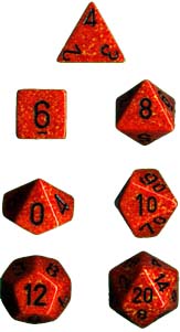 CHESSEX 25303 FIRE SPECKLED POLYHEDRAL 7-DIE SET