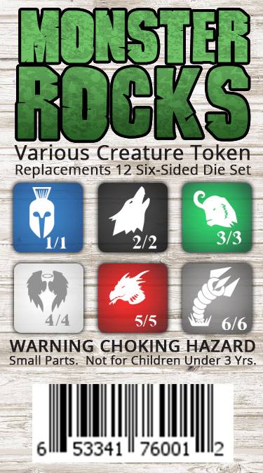 MONSTER ROCKS TOKEN/DICE SET - 12 DICE
