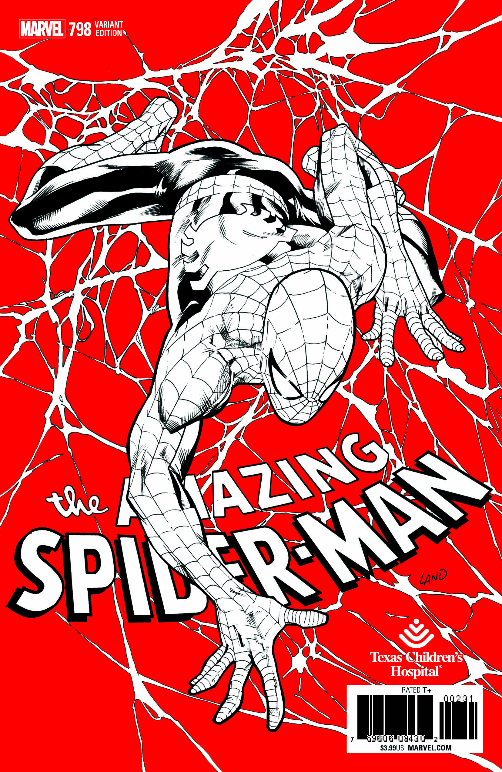AMAZING SPIDER-MAN #798 LEG GREG LAND NJOY/TEXAS CHILDREN HOSPITAL CHARITY VARIANT