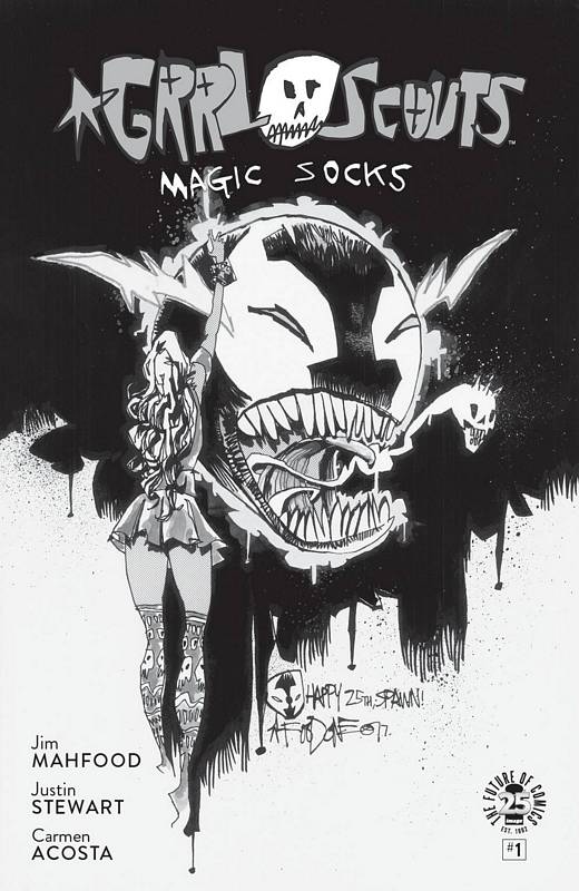 GRRL SCOUTS MAGIC SOCKS #1 CVR D SPAWN MONTH B&W VARIANT (MR)