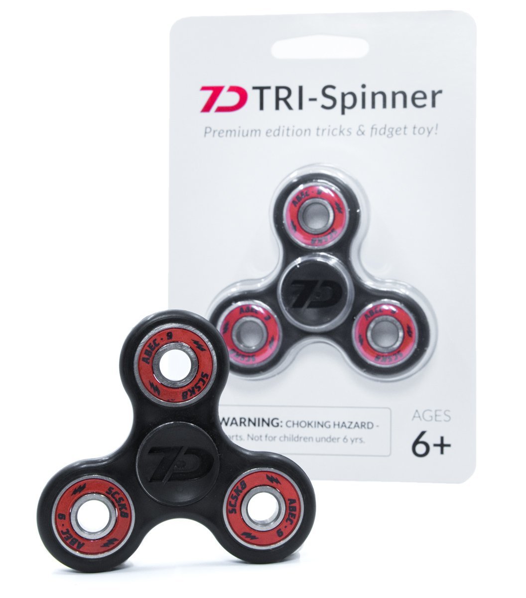 7D Tri-Spinner Premium Edition Tricks & Fidget Toy! Black