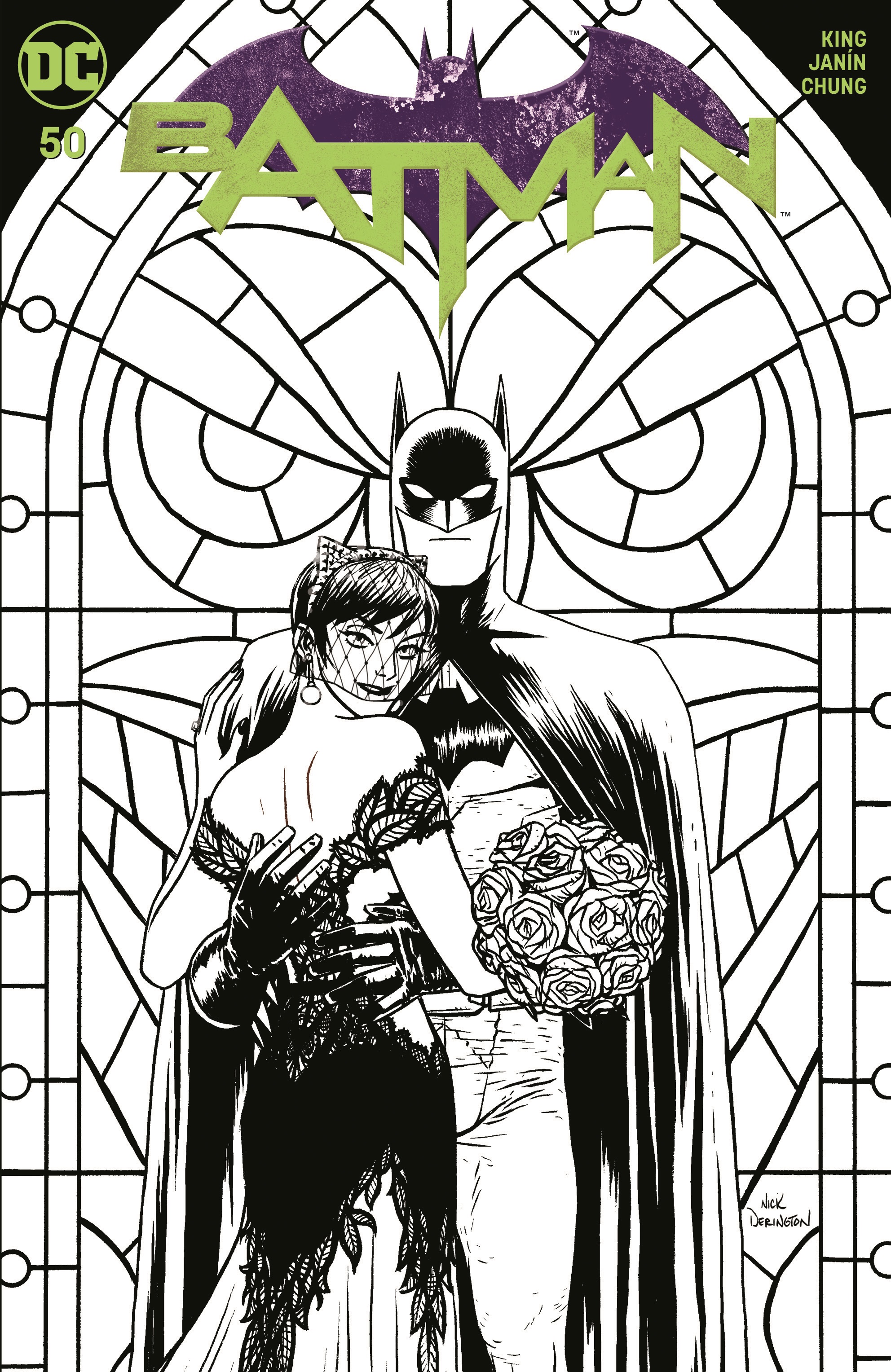 Batman #50 Nick Derington Inks Only Black White B&W Variant