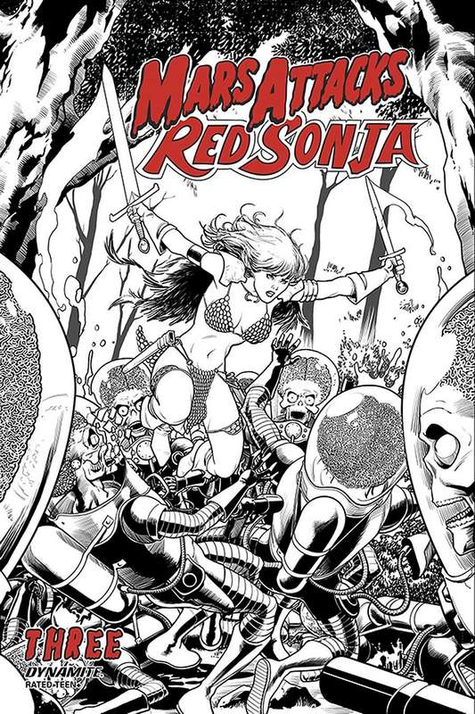MARS ATTACKS RED SONJA #3 1:10 KITSON B&W RATIO VARIANT  MARS ATTACKS RED SONJA #3 1:10 KITSON B&W RATIO VARIANT