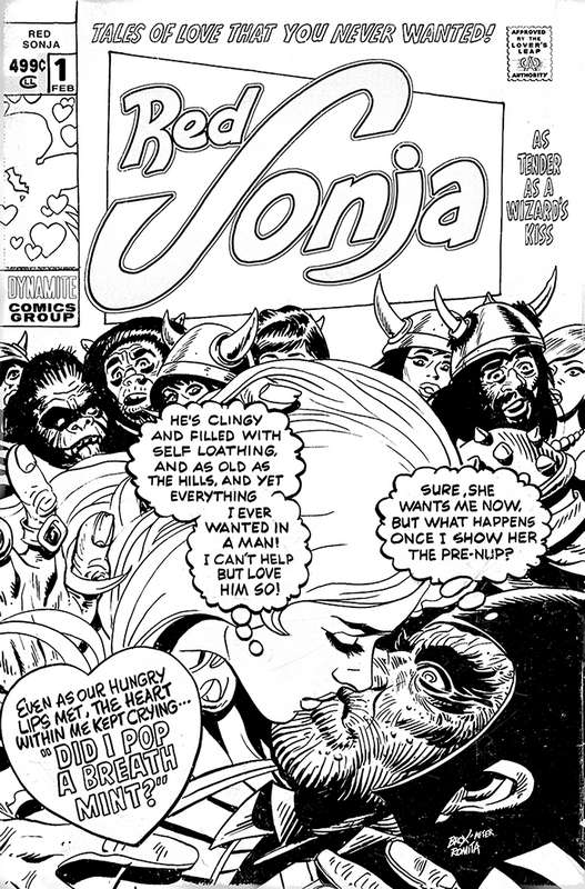 RED SONJA VALENTINES SP ONE SHOT 1:10 BROXTON B&W RATIO VARIANT  RED SONJA VALENTINES SP ONE SHOT 1:10 BROXTON B&W RATIO VARIANT