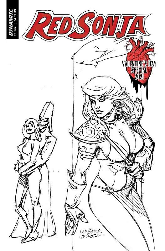 RED SONJA VALENTINES SP ONE SHOT 1:20 LINSNER B&W RATIO VARIANT  RED SONJA VALENTINES SP ONE SHOT 1:20 LINSNER B&W RATIO VARIANT