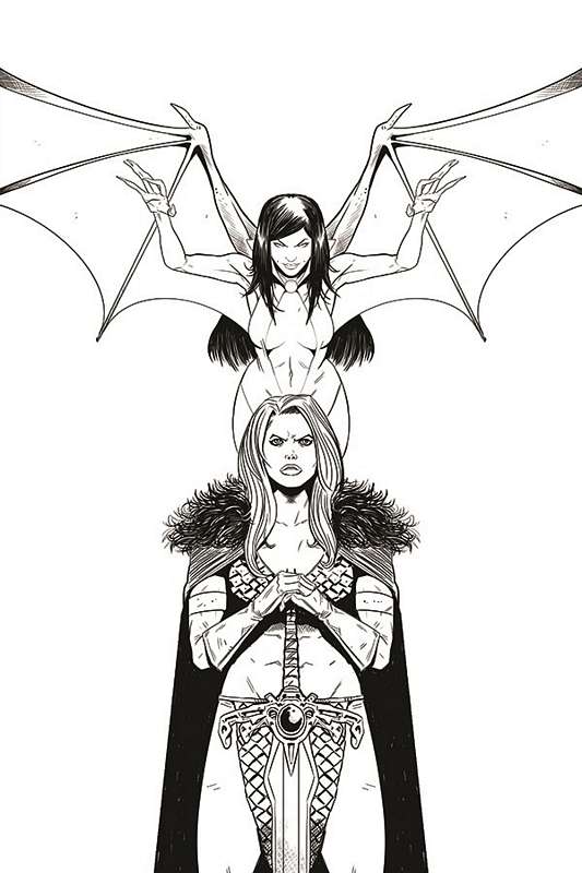 VAMPIRELLA RED SONJA #11 1:11 MOSS B&W VIRGIN FOC RATIO VARIANT  VAMPIRELLA RED SONJA #11 1:11 MOSS B&W VIRGIN FOC RATIO VARIANT
