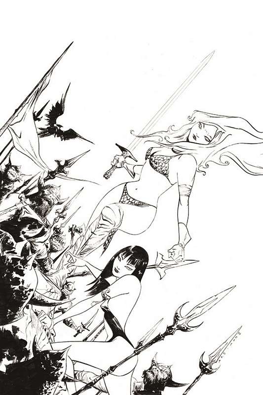 VAMPIRELLA RED SONJA #11 1:25 LEE B&W VIRGIN FOC RATIO VARIANT  VAMPIRELLA RED SONJA #11 1:25 LEE B&W VIRGIN FOC RATIO VARIANT