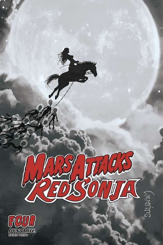 MARS ATTACKS RED SONJA #4 1:15 SUYDAM B&W FOC RATIO VARIANT  MARS ATTACKS RED SONJA #4 1:15 SUYDAM B&W FOC RATIO VARIANT