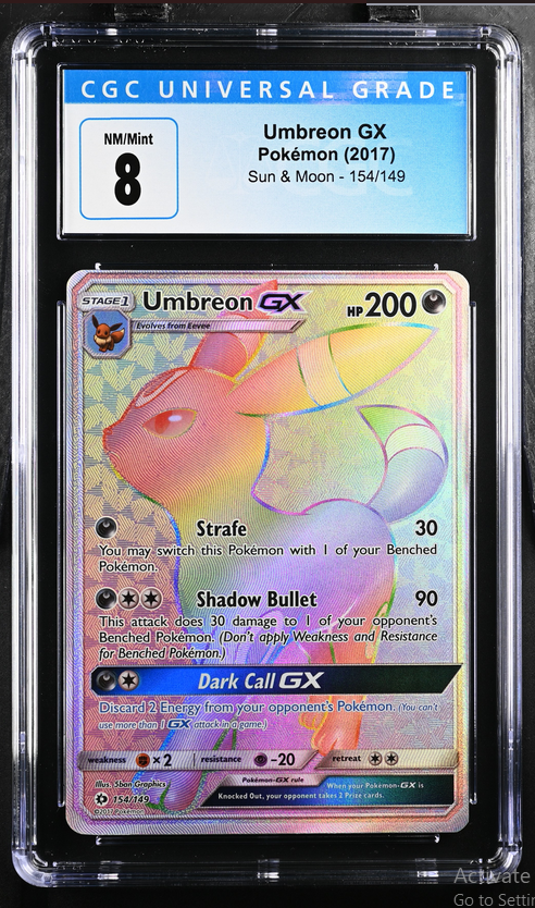 Graded TCG (PKMN) - Umbreon GX Sun & Moon 154/149 CGC 8