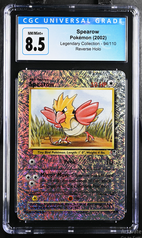 Graded TCG (PKMN) - Spearow Reverse Holo Legendary Collection 94/110 CGC 8.5
