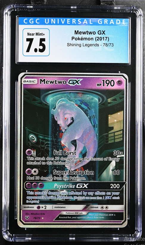 Graded TCG (PKMN) - Mewtwo GX Shining Legends 78/73 CGC 7.5
