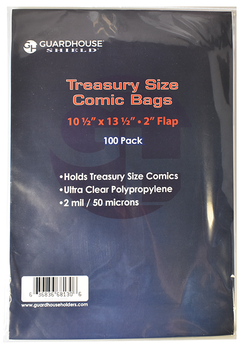 Shield Bag for Treasury Comics - 10 1/2 x 13 1/2 + 2 inch flap