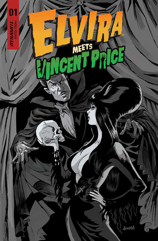 ELVIRA MEETS VINCENT PRICE #1 CVR K 1:50 RATIO VARIANT ACOSTA B&W