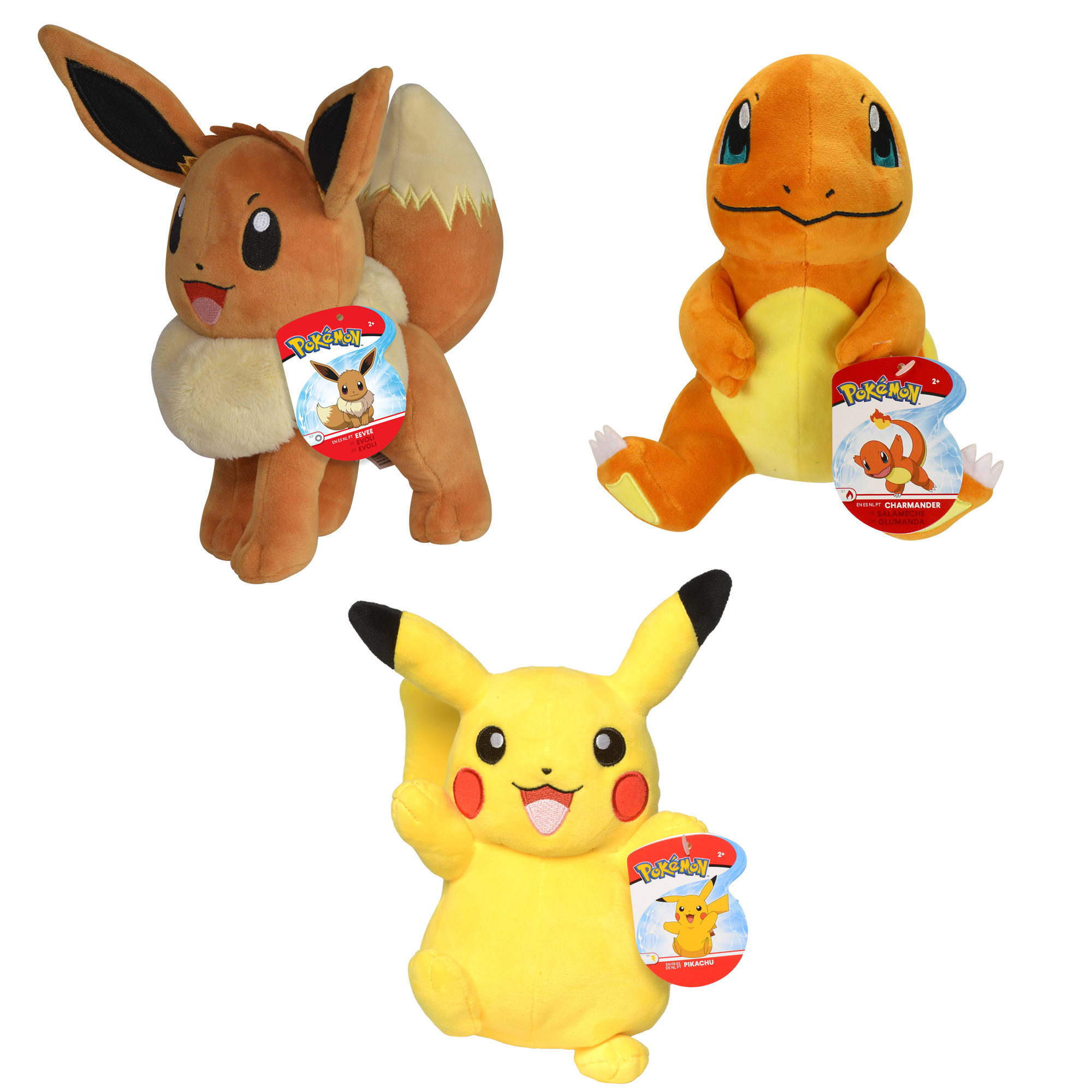Pokemon (PKMN) Plush Toys: Chamander, Eevee, or Pikachu